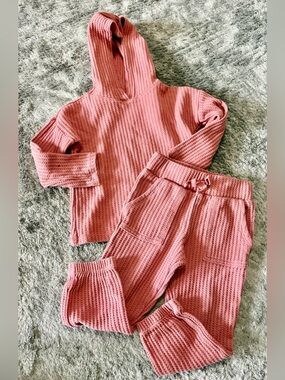 Garanimals Pink Waffle Knit Hoodie & Jogger Set